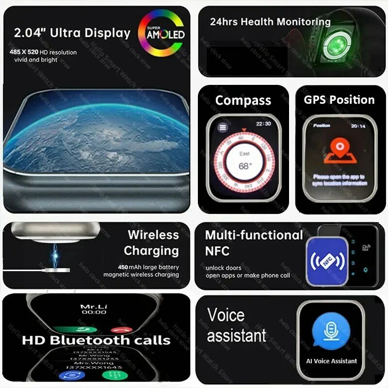 Official Original Hello Watch 3 Plus Ultra Smart Watch AMOLED 4G ROM NFC Compass Bluetooth Call 49mm Smartwatch 2024 Men Women