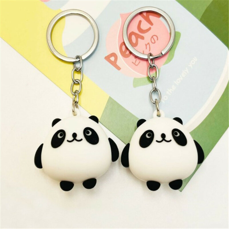 Cute Panda PVC Keychain, Desenhos Animados Criativos, Chaveiro, Anel, Carro, Saco Pingente, Ornamento, Presente Da Jóia, Novo, Unisex, 2024