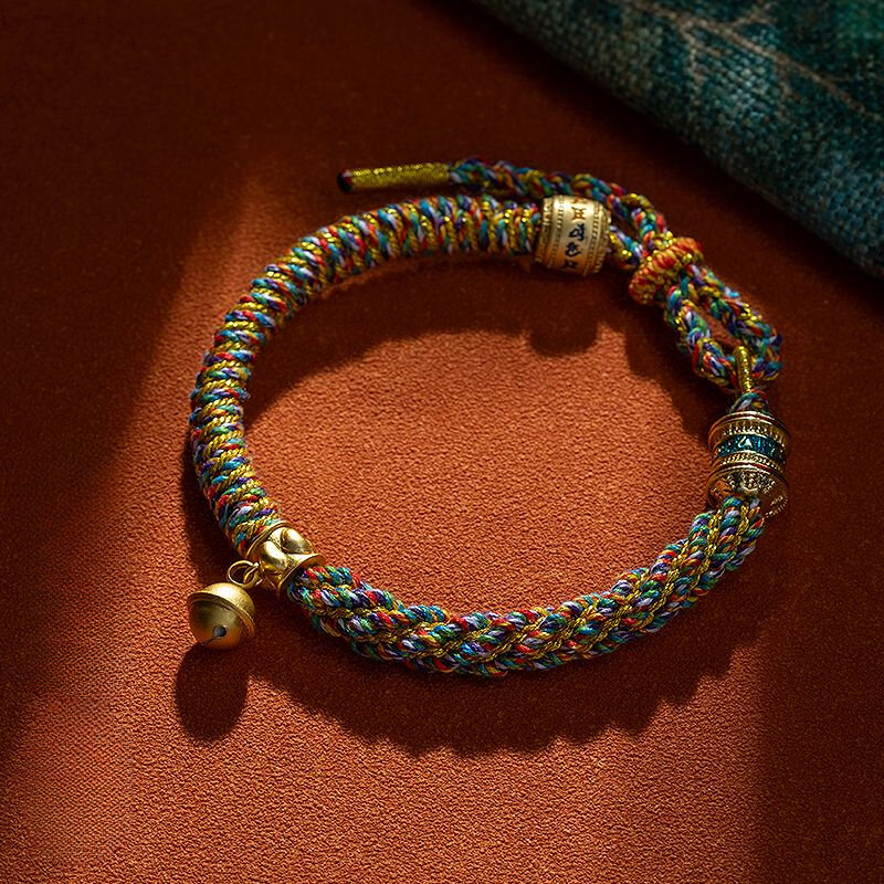 سوار تبتي منسوج يدويًا للرجال والنساء ، حزام يد منسوج ، سوار عرقي قابل للتعديل ، هدية مجوهرات