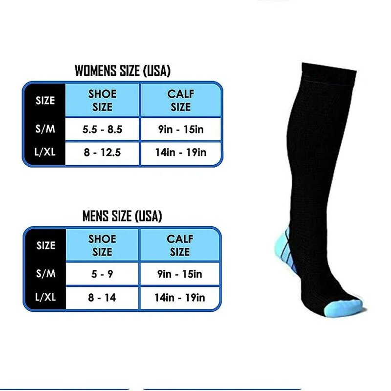 Компрессионные носки (3 пары), поддерживающие чулки до колена для занятий спортом, путешествий, для ношения на весь день, улучшенный поток крови, отеки