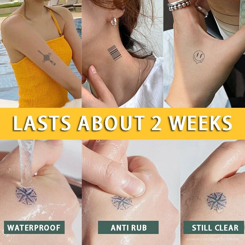 Tatuaje temporal a prueba de agua, pegatina pequeña de hierbas frescas, no reflectante, semipermanente, desechable, tatuaje pequeño, 77p