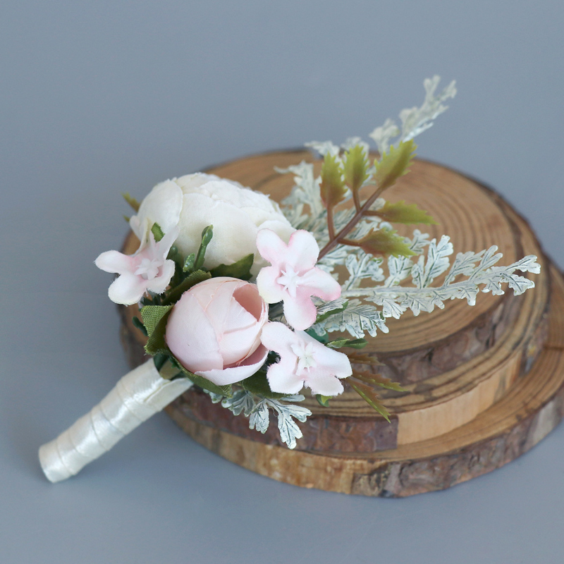 Weißen Künstlichen Blume Im Knopfloch Handgelenk Corsage Blumen Hochzeit Zubehör boutonniere mariage homme