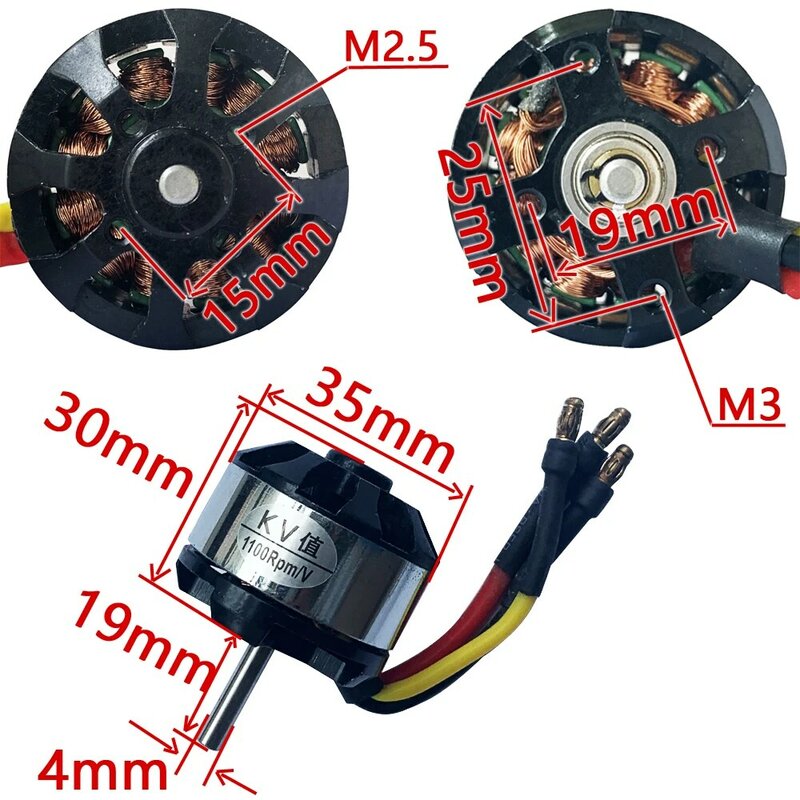 HX3530 Brushless Outrunner DC motor Strong power supply 1100KV High Speed with Large Thrust RC Boat DC airplane UAV