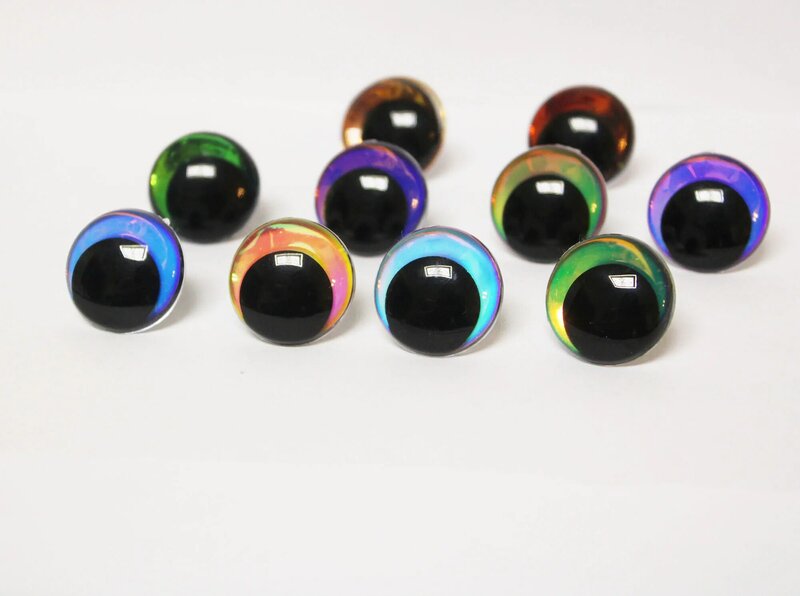 5 par Mix kolorów 12 mm do 28 mm Okrągłe komiczne brokatowe oczy do zabawek z podkładką ---hc10