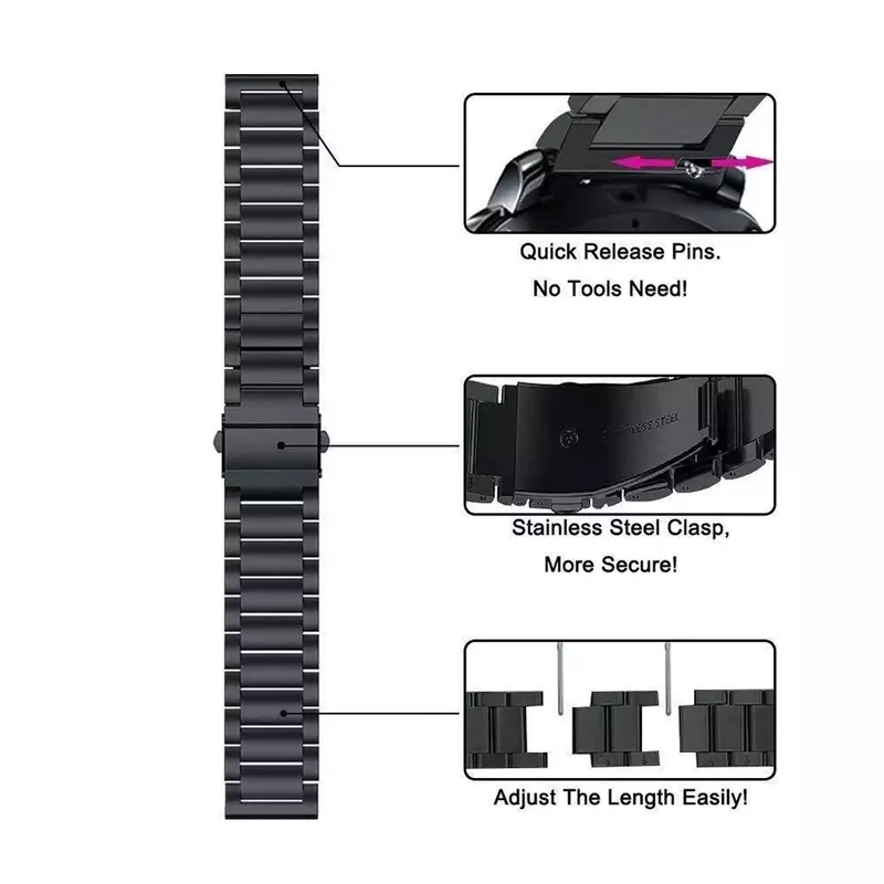 20mm Watch Bracelet Strap for Garmin vivoactive 5 Smartwatch Stainless Steel Band for GarminActive 5 Metal Correa Wristband