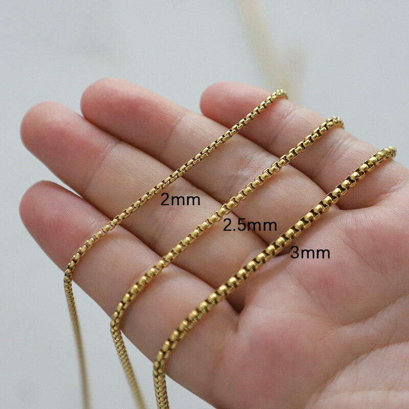 304 Stainless Steel Chain 45cm 50cm 60cm Long 2mm 2.5mm 3mm Square Chain Necklace