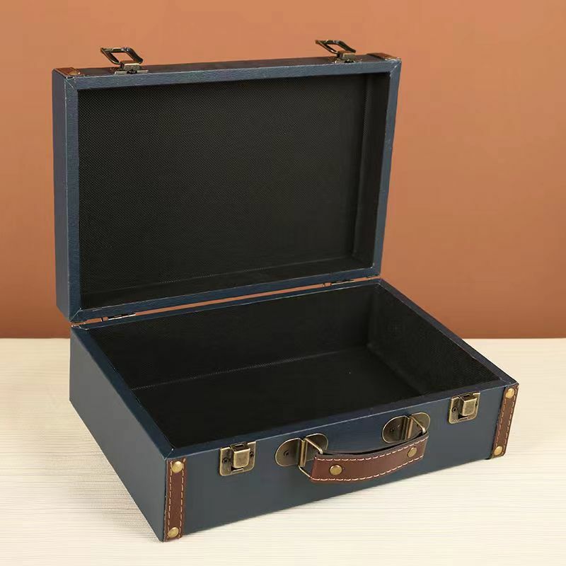 Vintage Old-fashioned Portable Leather Case Desktop Clutter Certificate Storage Box Jewelry Treasure Box Photography Decoration