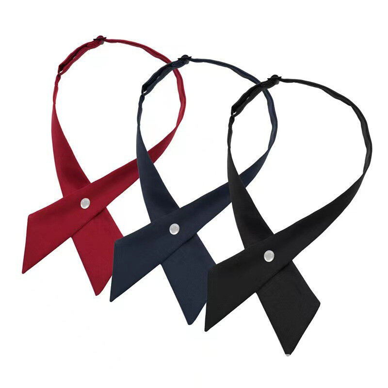 Cross dasi kupu-kupu wanita seragam siswa kemeja dasi Solid dapat disesuaikan aksesoris dekoratif