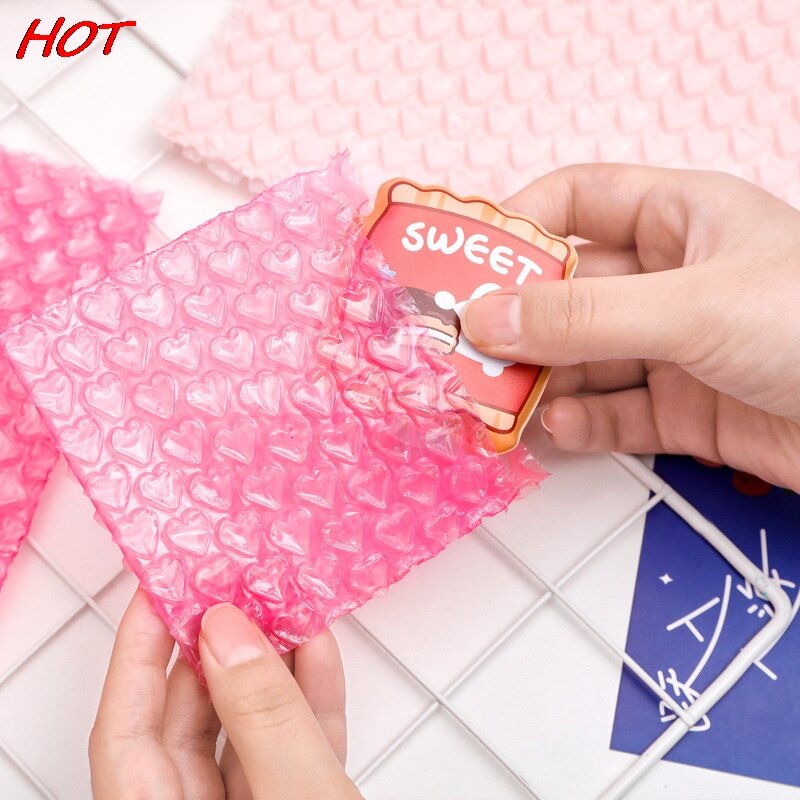 10PCS Ins Style Pink Thicken Heart Bubble Bags Girls Stationery Packing Bag Shockproof Envelope Mailer Courier Shipping Bags