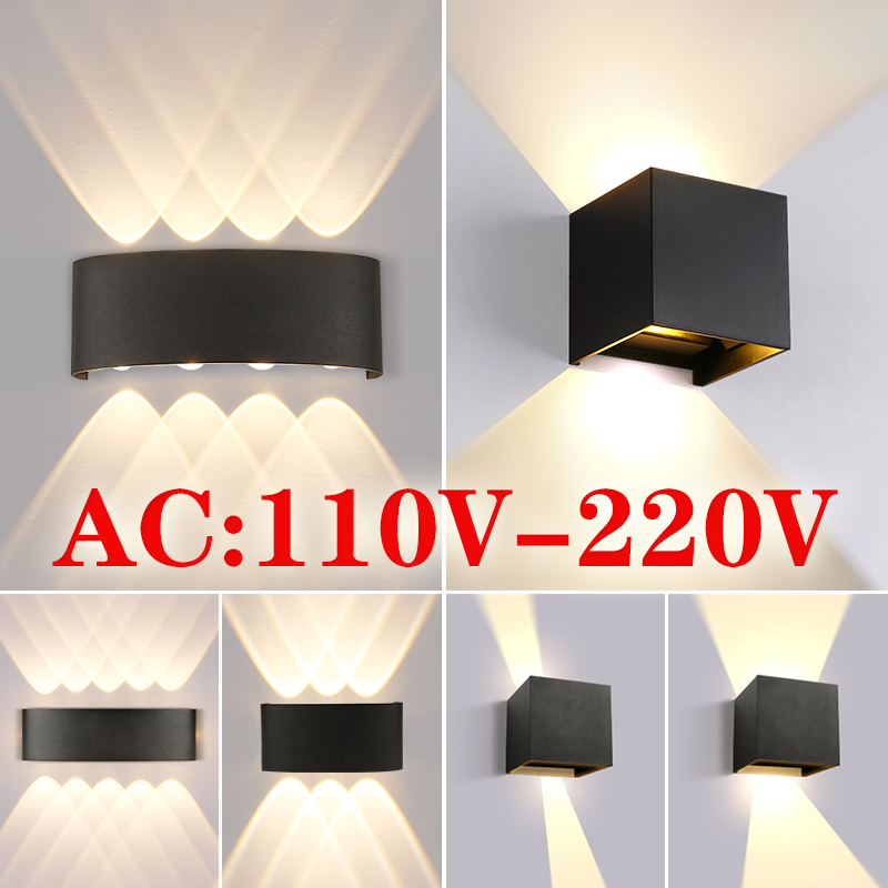 LED 벽 조명 AC110V-220V, 야외 방수, 홈 데코레이션, 상하 벽 인테리어 램프, 거실 침실 계단 조명