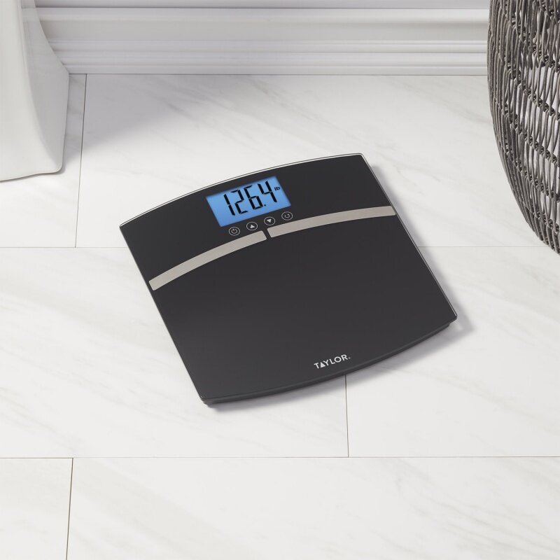 Taylor LCD Body Composition Scale Battery Powered with Weight Tracking, 400lb Capacity