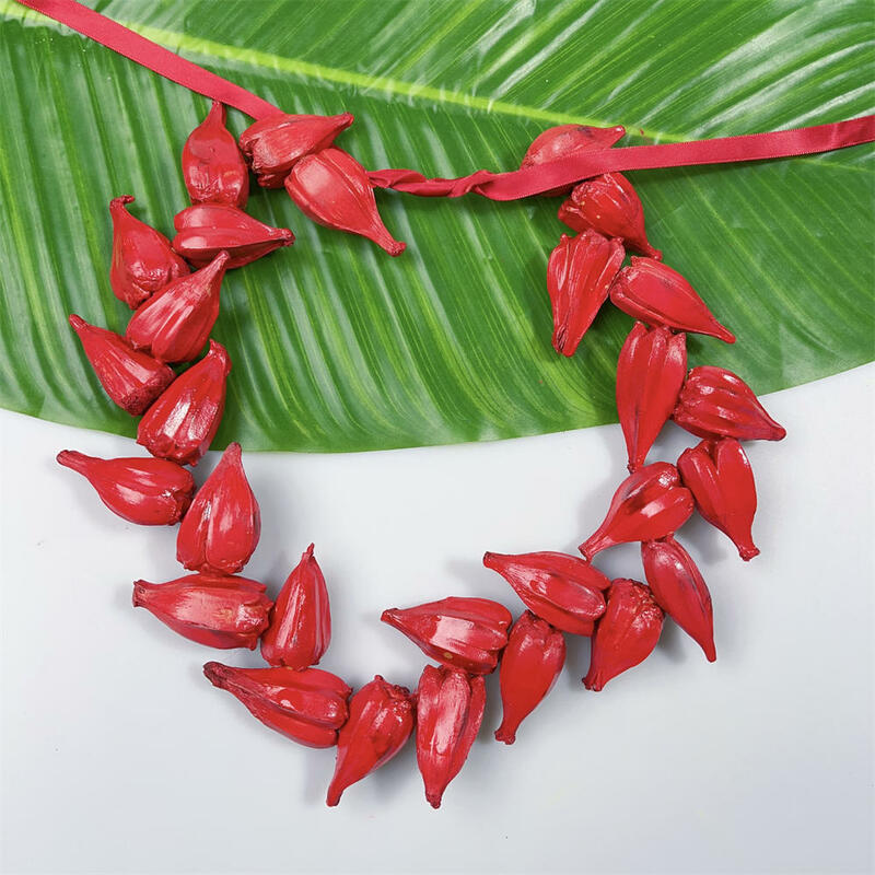 Collana da donna di nuovo arrivo collana tradizionale Samoa rossa Ula Fala Nifo 20 "collana di gioielli Chic polinesiana spedizione gratuita