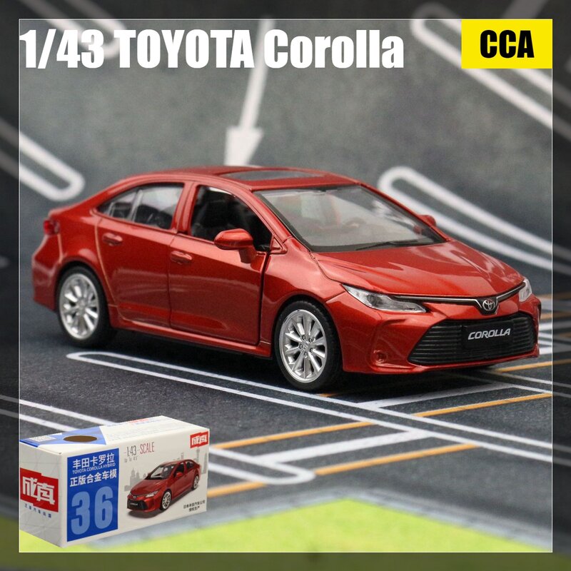Toyotaカローラ子供用ハイブリッド玩具車、ダイキャストメタルミニチュアモデル、プルバック教育コレクション、男の子ギフト、1:43