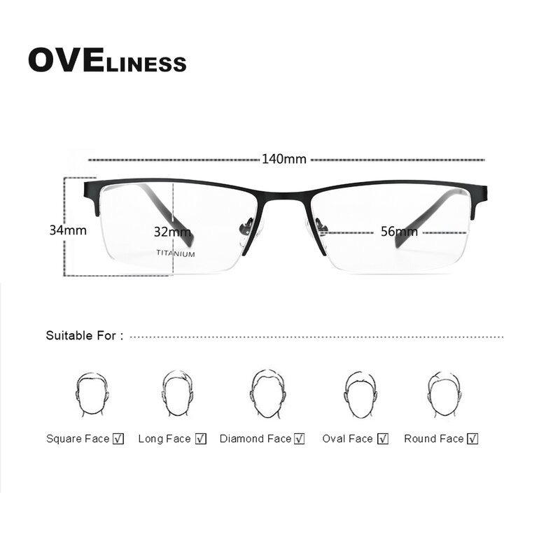 Moda kwadratowe okulary ramka mężczyźni krótkowzroczność optyczne męskie oprawki do okularów 2022 okulary na receptę stop tytanu pół okulary