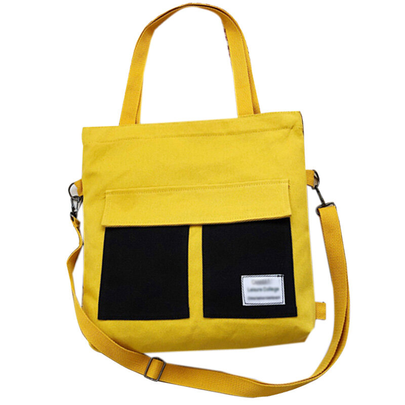 Tas bahu kanvas Pachwork baru tas belanja ramah lingkungan tas jinjing ramah lingkungan bahan kanvas katun wanita