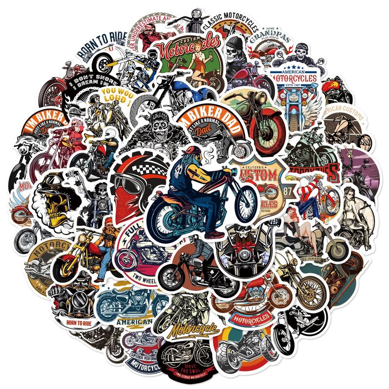 50 Stück coole Motorrad Serie Graffiti Aufkleber geeignet für Laptop Helme Desktop-Dekoration DIY Aufkleber Spielzeug Großhandel