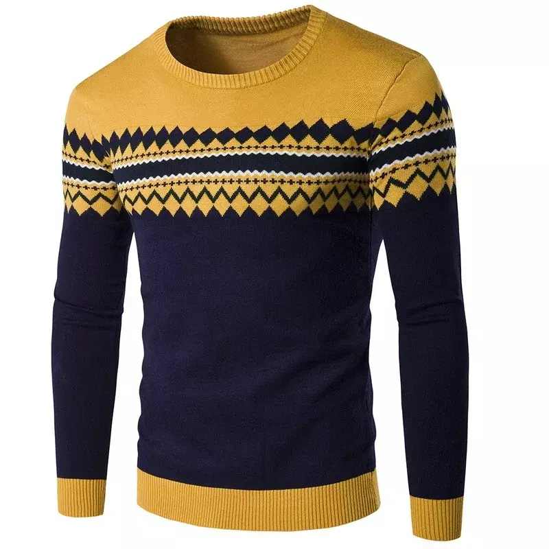 Тонкий пуловер с круглым вырезом, модный мужской вязаный свитер, облегающий мужской свитер, мужские свитера, Осень-зима 2022, новая трикотажная одежда