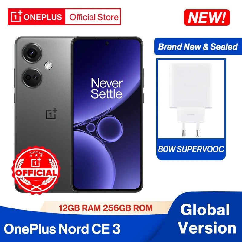 OnePlus Nord CE 3 글로벌 버전, 스냅드래곤 782G, 50MP 카메라, 120Hz 유체 AMOLED, 80W SUPERVOOC, 5000mAh 배터리, 12GB, 256GB, 신제품