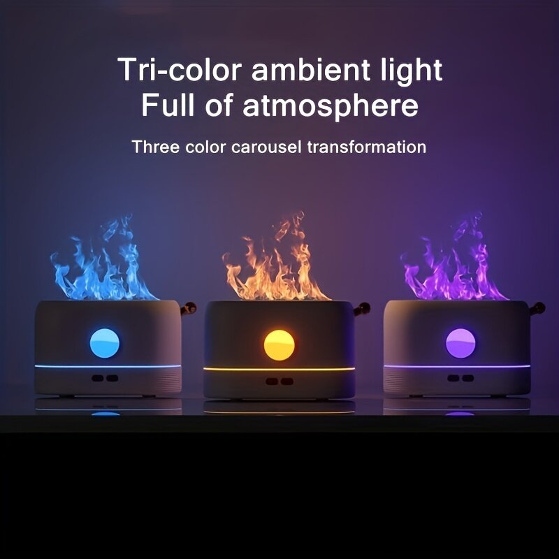 Draagbare Koele Mist Usb Led 3d Veranderen Kleuren Vuur Vlam Aroma Etherische Olie Diffuser Mini H2o Luchtbevochtiger