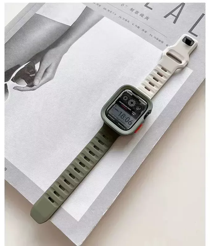 Etui + silikonowy pasek do pasek do Apple Watch 9 8 7 41/45mm Ultra 2 bransoletka pętla do Iwatch 6 5 4 3 2 1 38/42mm 40/44mm Correa