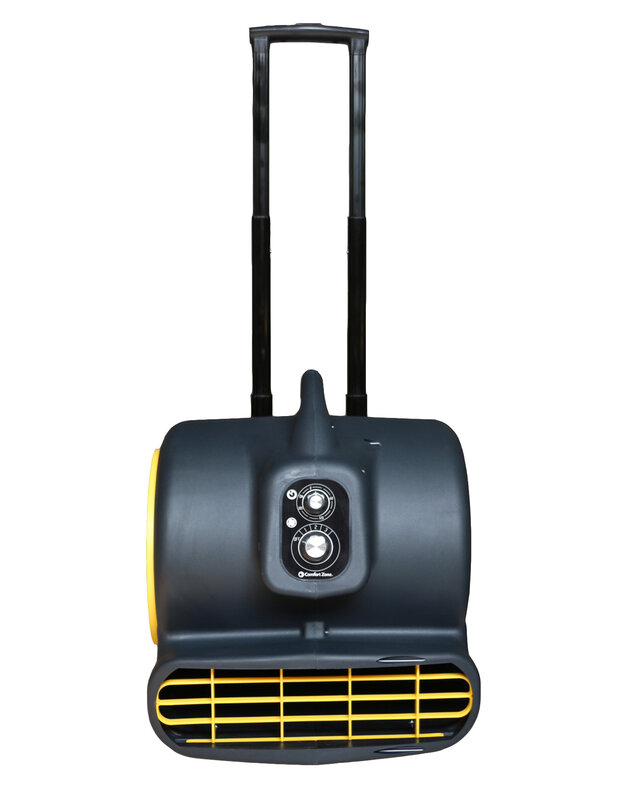 Kipas pengering karpet lantai 3 kecepatan, kipas pengering udara 3/4 HP 1HP portabel dengan troli