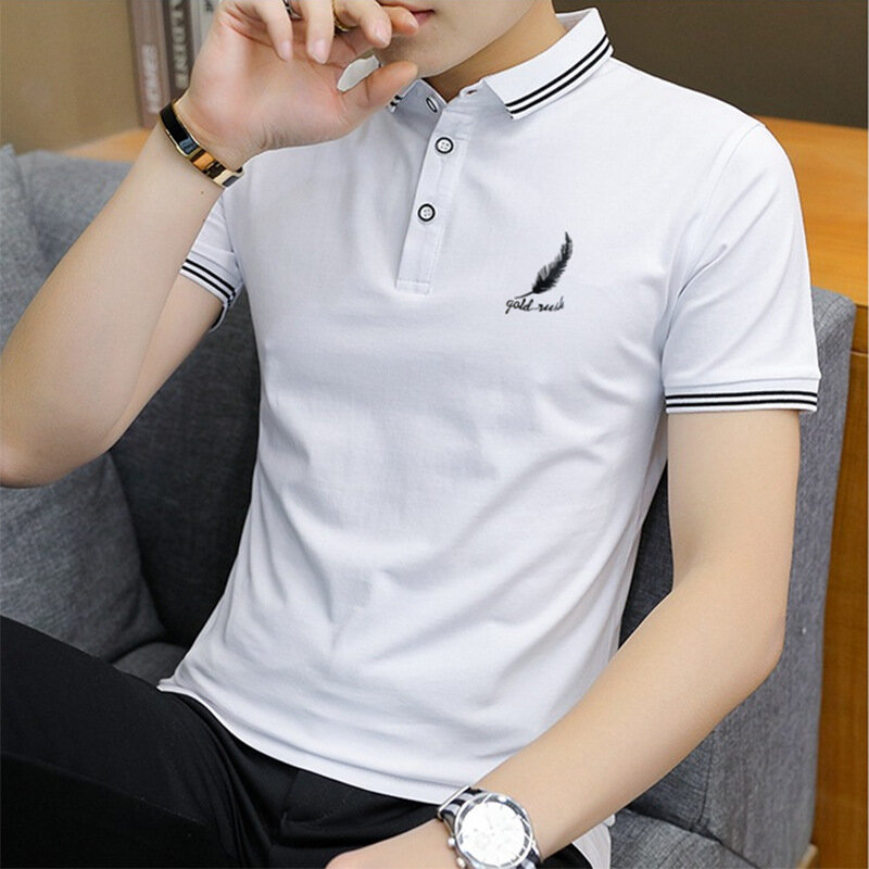 Heren Zomer Revers Poloshirt Korte Mouw Tops Heren Business Casual Jeugd Tops Koreaanse Mode Kleding Poloshirt