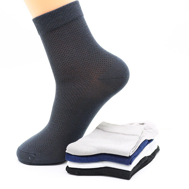 10 Pair Men's Summer Mesh Bamboo Fiber Socks Fashionable Breathable Business Socks Suitable For Sweaty Feet Casual Socks