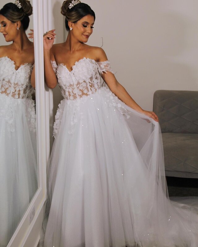 Gaun pernikahan ukuran besar 2023 gaun pengantin antik renda A-line Sweetheart putih gaun pengantin gaun pengantin vestido de novia ZJ029
