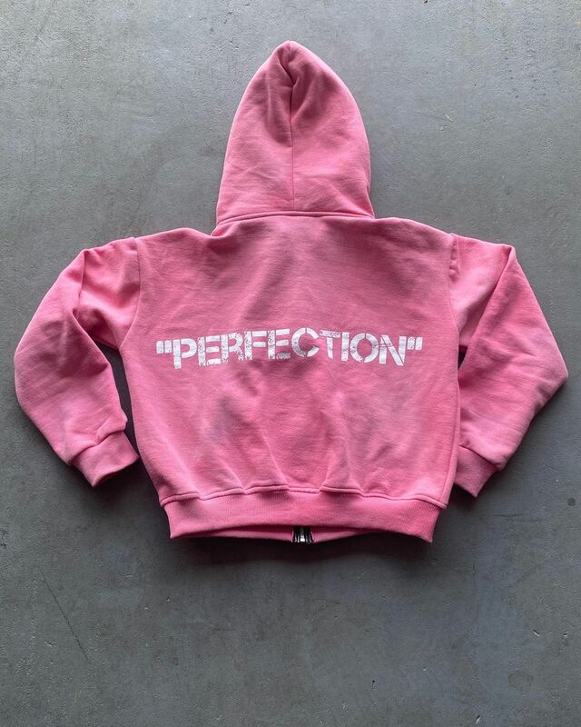 Pink grunge oversized sweatshirt zip up hoodie Letter printing hoodies women goth y2k tops harajuku New streetwear clothes