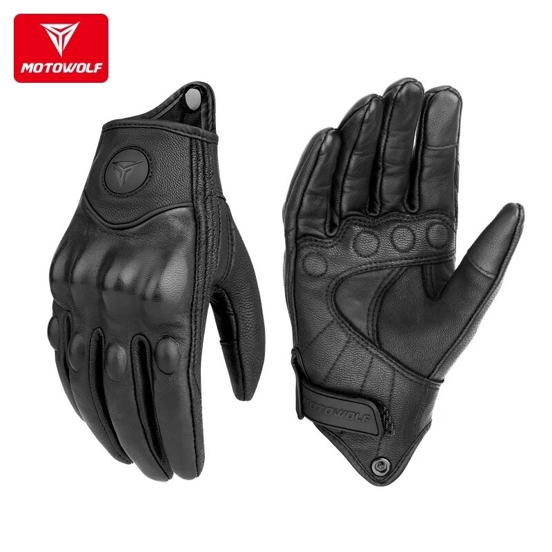 Guanti da Moto in vera pelle impermeabile antivento inverno caldo estate traspirante Touch funziona guanti Moto pugno Palm Protect
