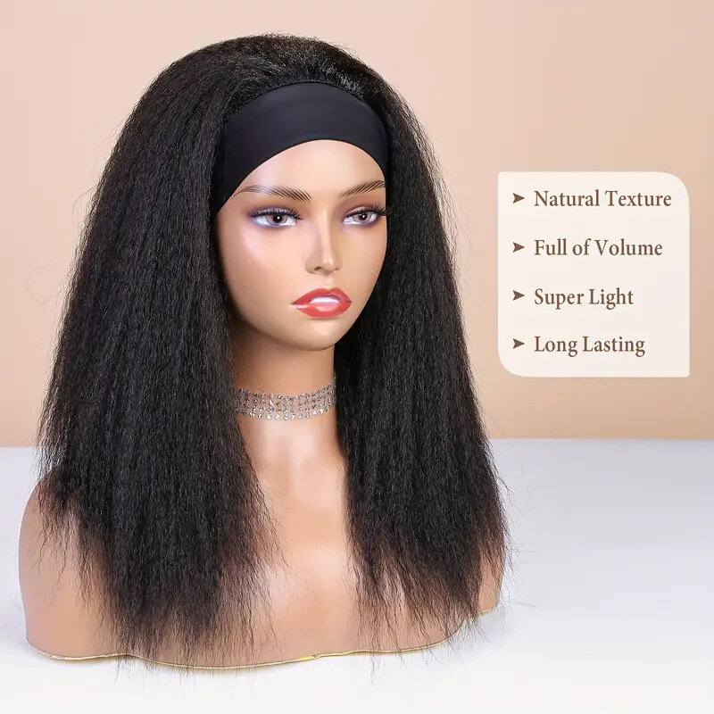 Wigs cross-border female Africa black yaki ice ribbon fluffy middle part part chemical fiber head cover cosplay wig