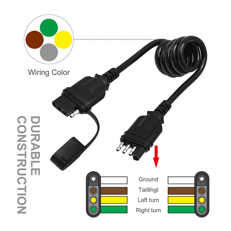 Flexible Coiled Cable Flexible Flat Extension Harness Extension Harness Lighting Functions Male Female Connectors