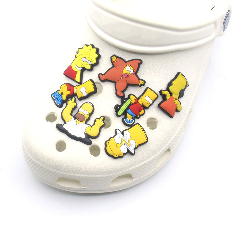 1 pz divertente cartone animato Simpson PVC Croc ciondoli per scarpe accessori scarpe decorazione fibbia Fit Croc Jibz bambini braccialetto regalo di natale