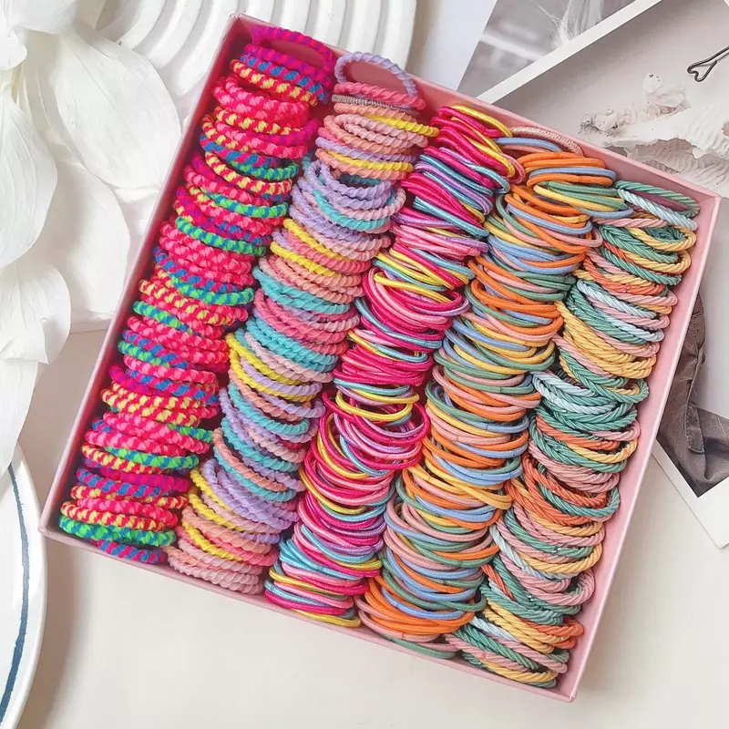 New 50/100 Pcs Hair Bands Girl Candy Color Elastic Rubber Band Hair Band Child Baby Headband Scrunchie Accessories for Hair