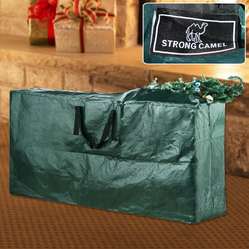 กระเป๋าเก็บต้นคริสต์มาสเทียมขนาดใหญ่สำหรับทำความสะอาดวันหยุดสีเขียวถึง9ft