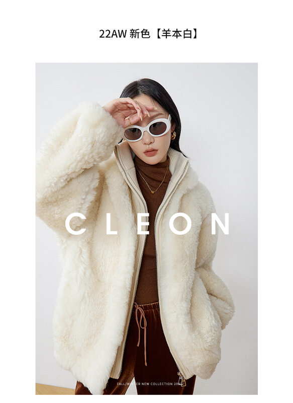 Autumn and Winter Style Detachable Stand Collar Lamb Wool Long Sleeve Fur Coat Women Fur