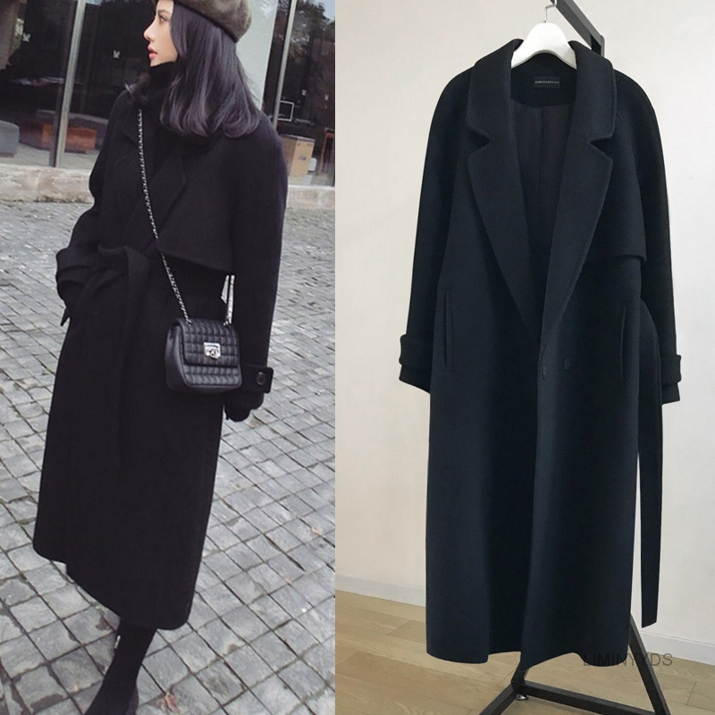 Primavera feminino lã mistura trench coat elegante outerwear casual solto cardigan feminino cashmere casaco versão coreana