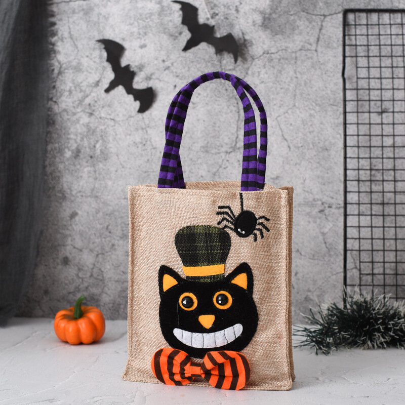 Saco de presente de halloween não tecido saco de doces crânio bruxa gato preto abóbora decorações prop saco de presente amigável reutilizável