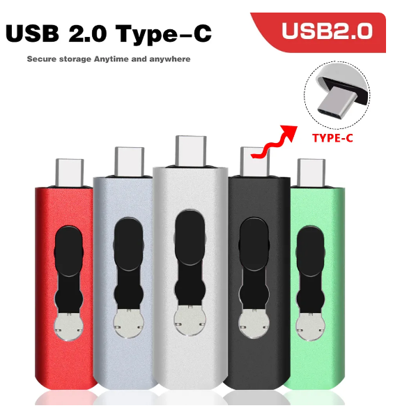 USB-флеш-накопитель 3 в 1, 2023 дюйма, 128 ГБ, 256 ГБ, 512 ГБ, 1000 ГБ