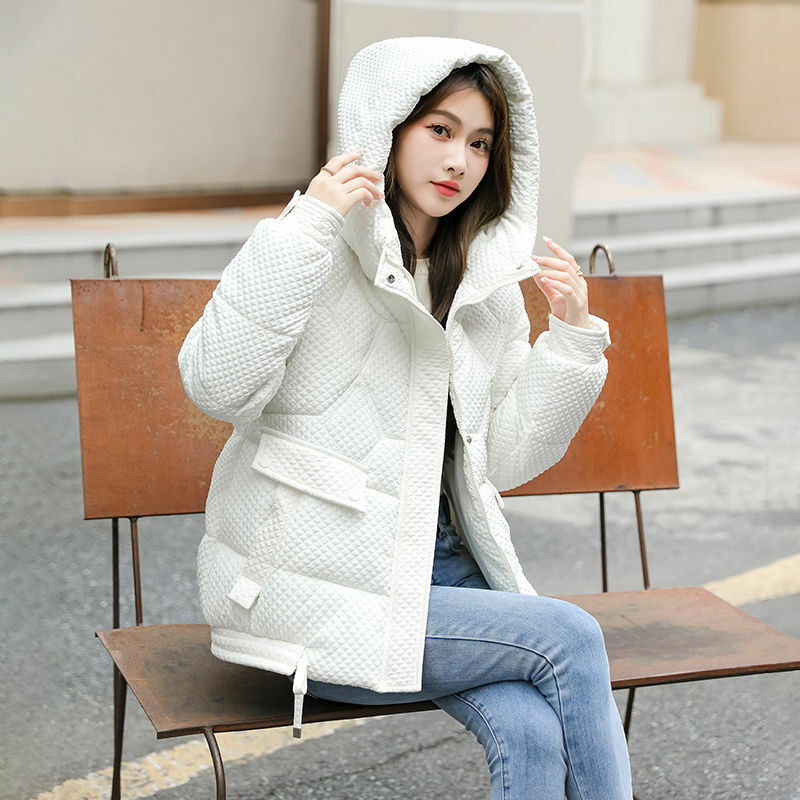 2023 New Women Down Cotton Coat Winter Jacket Female Short Parkas Loose Thick Outwear Hooded Leisure Time Versatile Overcoat