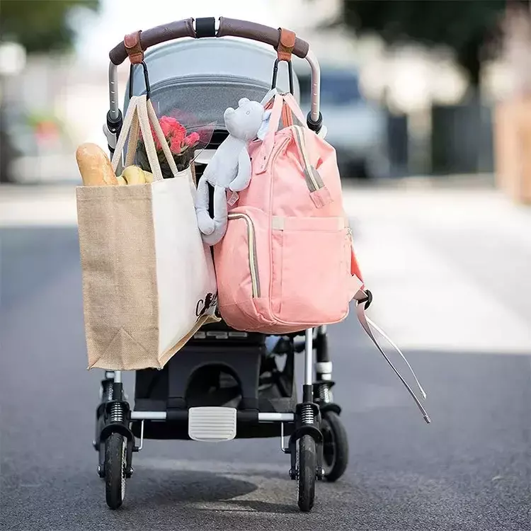 เบ็ดกระเป๋าแบบเข็นได้สำหรับเด็กทารกทำจากหนัง PU 1/2ชิ้นรถเข็นแบบหมุนได้360องศาอุปกรณ์สำหรับรถเข็น