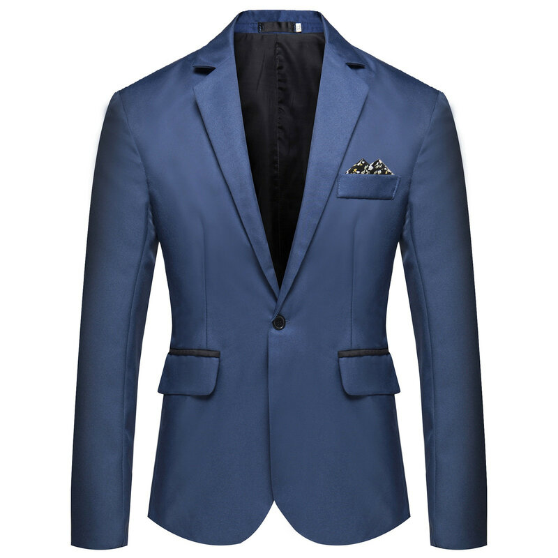 Jaket jas kecil kasual kancing sebaris warna polos baru Blazer bisnis modis Slim Fit pakaian pria berkualitas tinggi