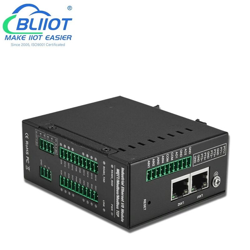 8DIN + 8DO + 8AIN otomatisasi industri RS485 RS45 modul I/O Multi-Channel untuk dukungan ekspansi PLC Modbus RTU Modbus TCP