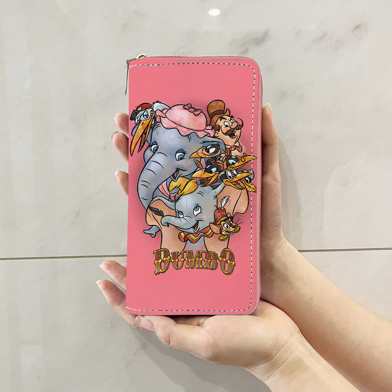 Disney Dumbo Elephant W5599 tas dompet Anime tas koin ritsleting kartun dompet kasual tas penyimpanan kartu hadiah