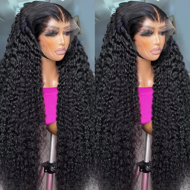 180% Density Deep Wave Lace Front Human Hair Wig Human Deep Wave Frontal Wig 13x4 13x6 Transparent Lace Front Wig Human Hair