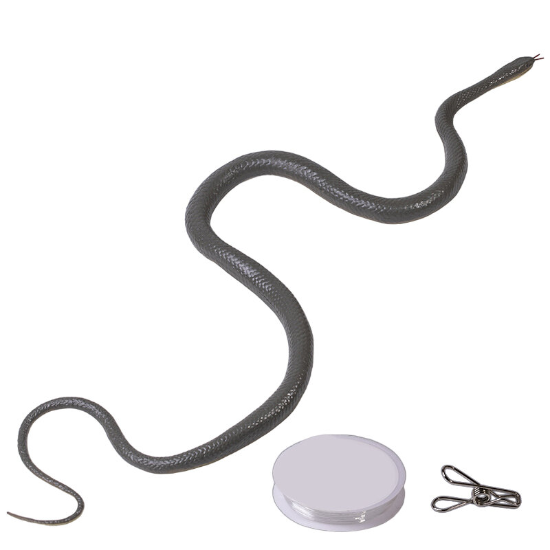 Snake Prank With String Clip divertente grande realistico serpente di gomma scherzo con stringa e Clip di gomma falso modello di serpente moda