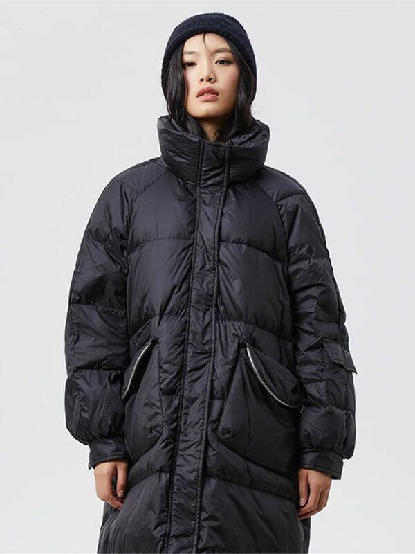 여성용 겨울 롱 다운 코트, 두껍고 따뜻한 솜털 다운 코트, 하이 칼라, 두꺼운 다운 파카, 벨트 포함, 훌륭한 품질, wy1067