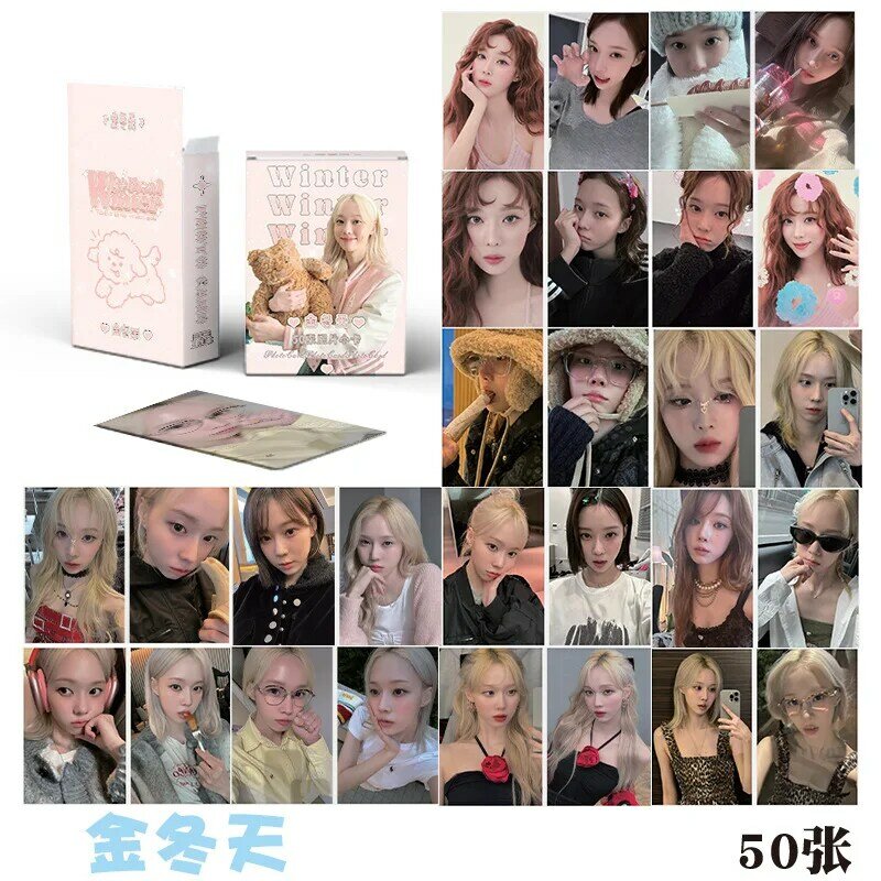 Kartu Laser kotak Kpop idola Musim Dingin 50 buah/set foto HD kualitas tinggi INS kartu LOMO gaya Korea Irene Joy Wendy kartu foto