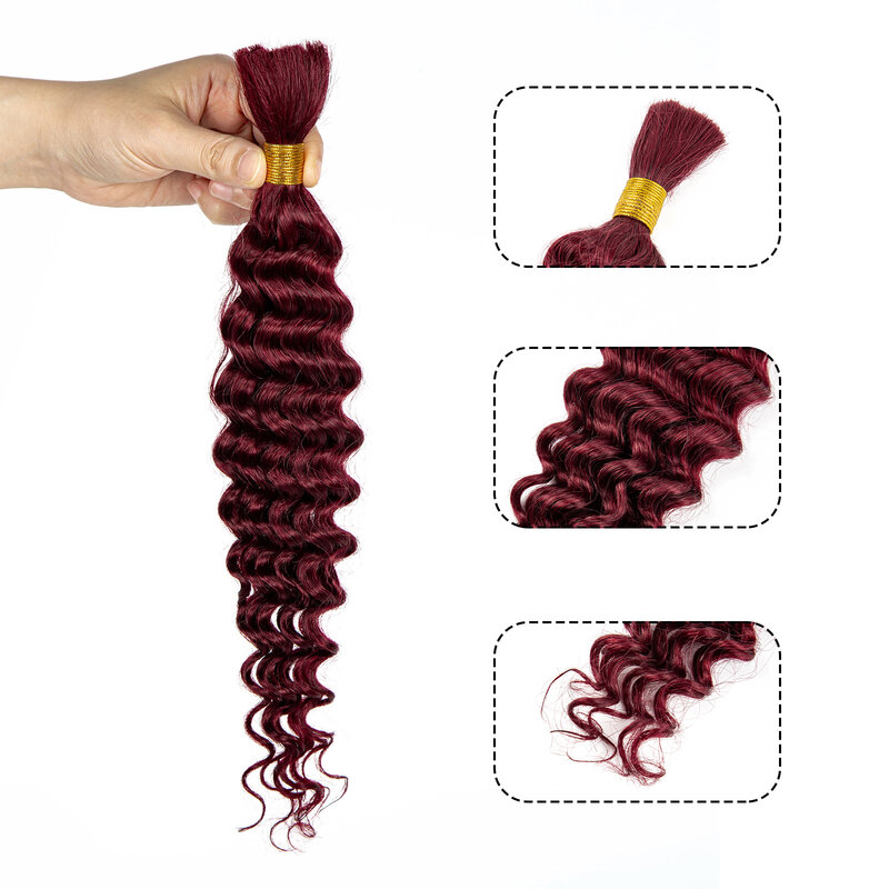 16-26inch 100% Human Hair Bulk Deep Wave Human Hair Bulk Human Hair Extensions for Black Women Brazilian Remy