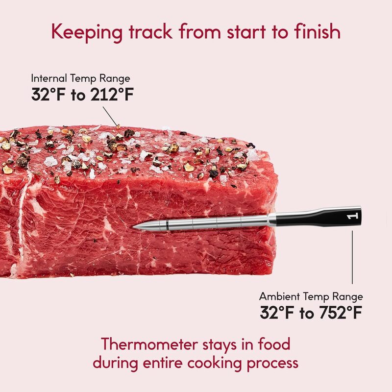 CHEF iQ Sense termometer daging nirkabel cerdas, termometer daging dengan 3 probe sangat tipis jangkauan tak terbatas Bluetooth Meat Th